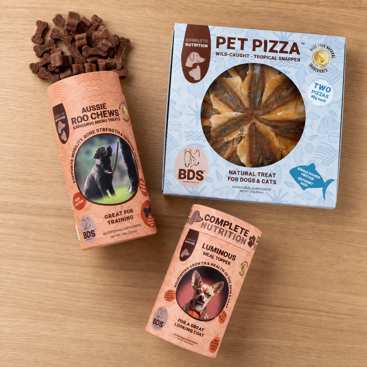 The Everyday Treat Pack — Aussie Roo Chews, Pet Pizza, Luminous