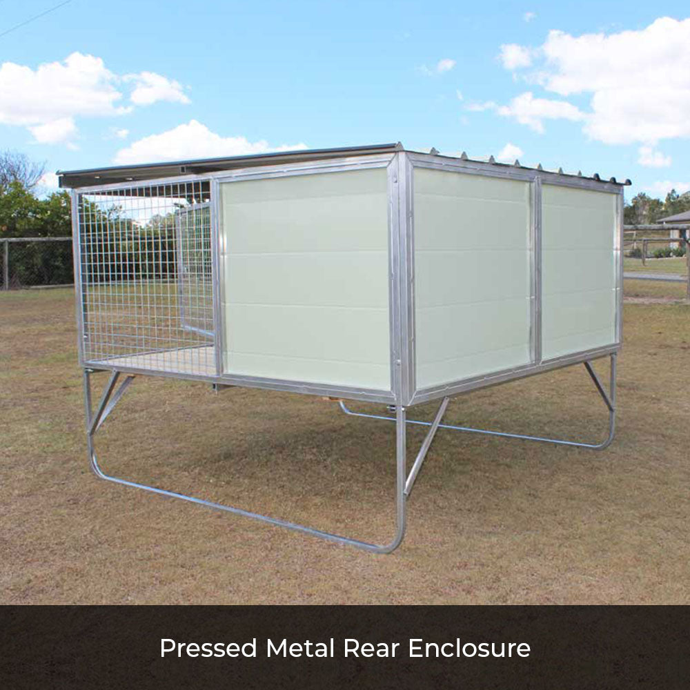 Covered Raised Dog Kennel Aus Pressed Metal Rear Enclosure
