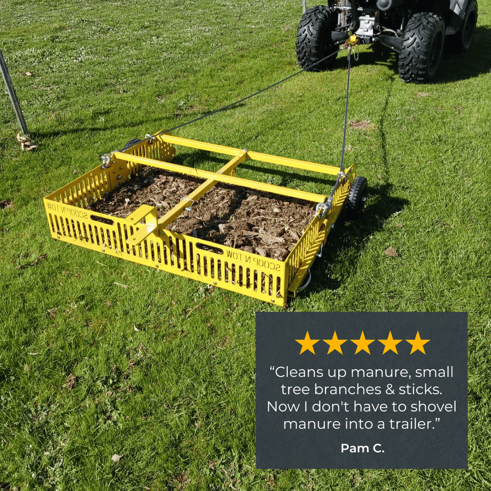 Field Cleaner Scoop'N'Tow Manure Scooper / Paddock Field Cleaner + Trailer