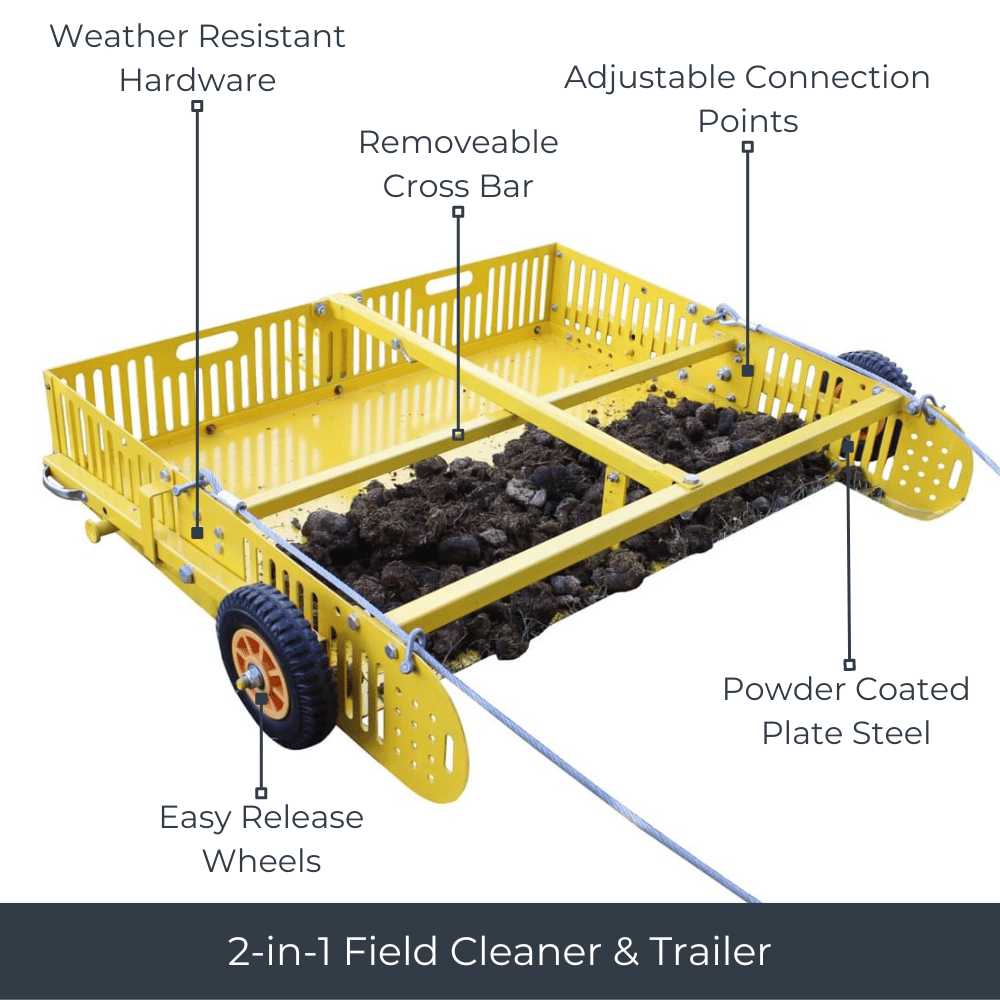 "Scoop'N'Tow" 2-in-1 Field Cleaner and Trailer